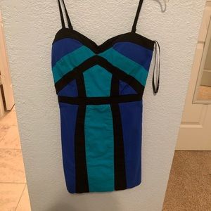 Blue colorblock dress